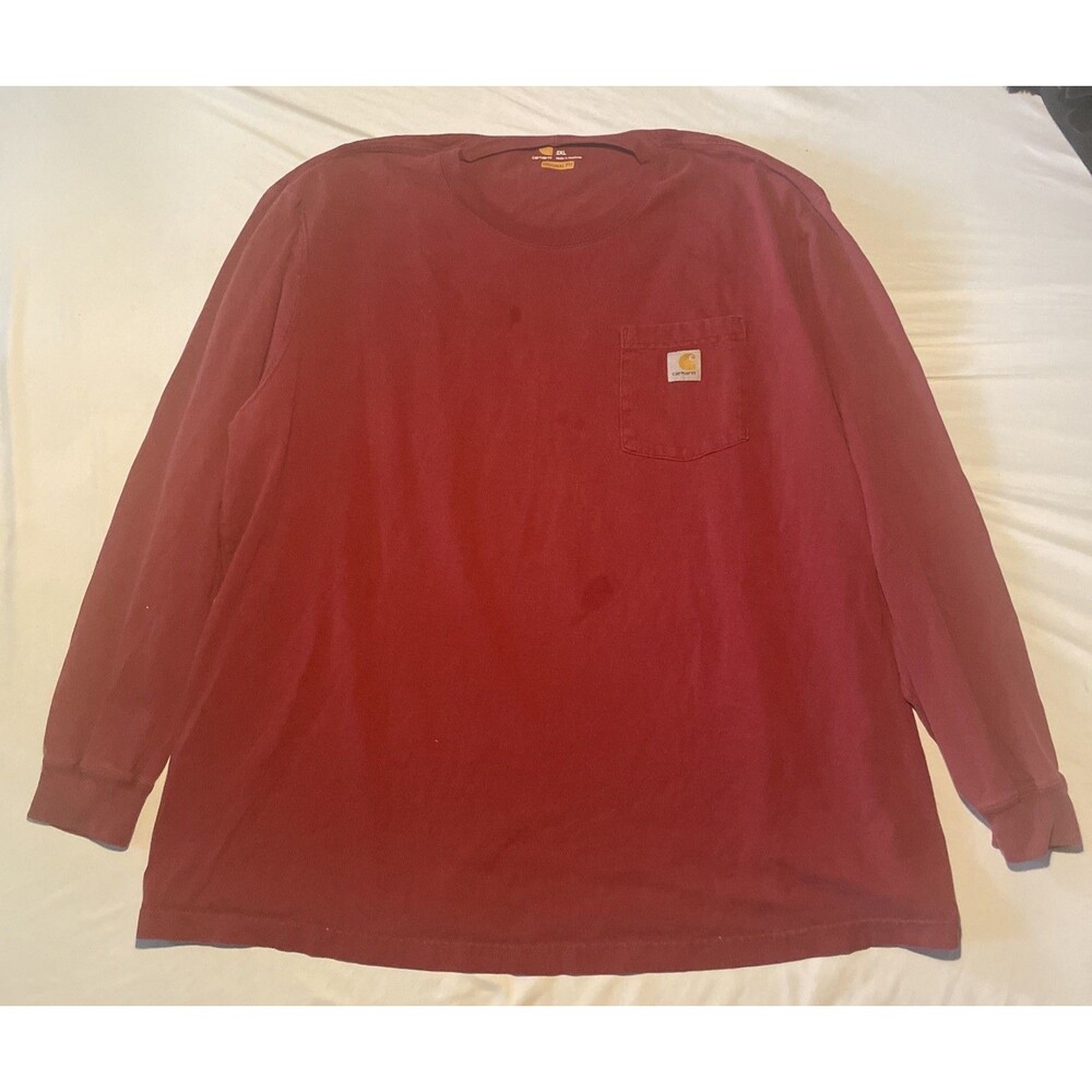 Carhartt Iconic K87 Short Sleeve Pocket T-Shirt Men 2XL Red Loose Heavyweight